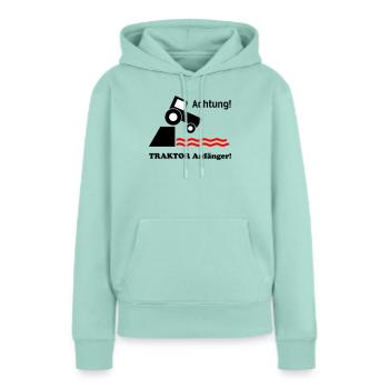 Débutants en tracteurs - Sweat à capuche Premium bio Femme - menthe  - Devant - Julia (174cm)
