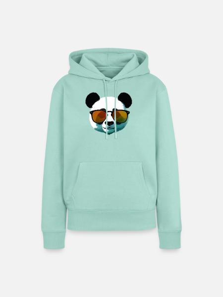 Panda mit Sonnenbrille Farbverlauf - Frauen Premium Bio Hoodie - Mint 