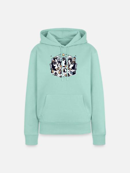 Strandpinguine Feier im Sonnenschein - Frauen Premium Bio Hoodie - Mint