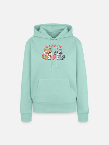 Liebe Kawaii Rotpanda und Waschbär - Frauen Premium Bio Hoodie - Mint
