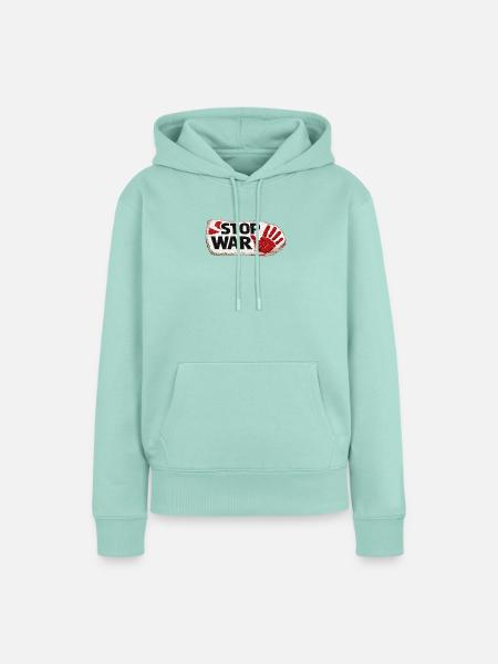 Stop War – Red Hand Decal - Frauen Premium Bio Hoodie - Mint