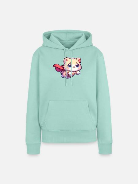 Superheld Katze Kätzchen Helden Mieze - Frauen Premium Bio Hoodie - Mint