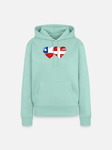 Chile Dänemark Flagge Herz used - Frauen Premium Bio Hoodie - Mint 