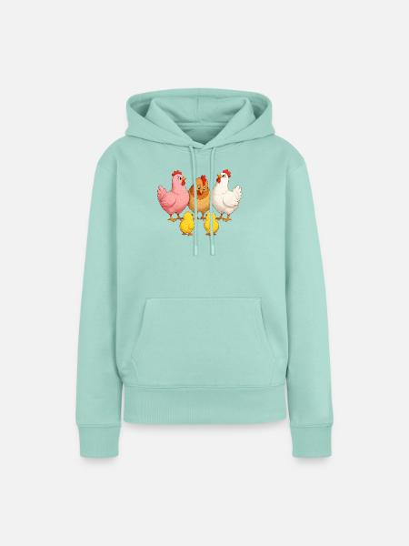 Hühner mit Kücken - Frauen Premium Bio Hoodie - Mint