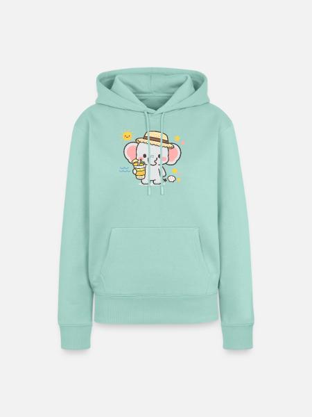 Sommerelefant mit Drink - Frauen Premium Bio Hoodie - Mint