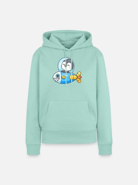 Pinguinpilot in Bubble Rocket - Frauen Premium Bio Hoodie - Mint 