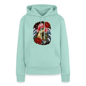 Schildkröte im japanischen Irezumi Stil - Frauen Premium Bio Hoodie - Mint  - Vorne - Julia (174cm)