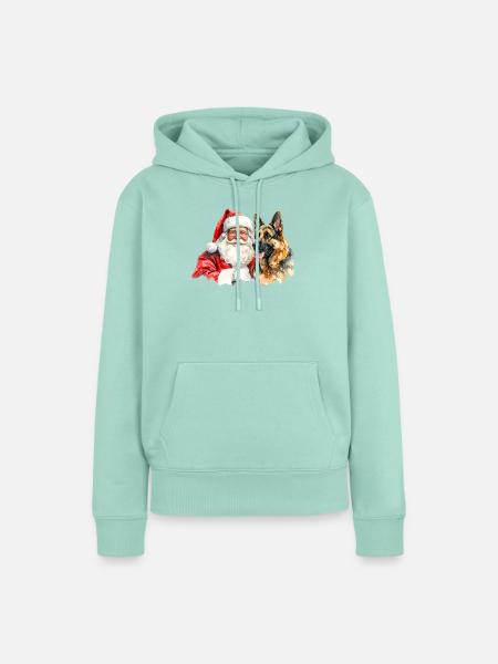 Weihnachtsmann Deutscher Schäferhund - Frauen Premium Bio Hoodie - Mint