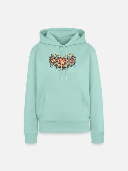 Drei Lebkuchenherzen mit Edelweiß - Frauen Premium Bio Hoodie - Mint