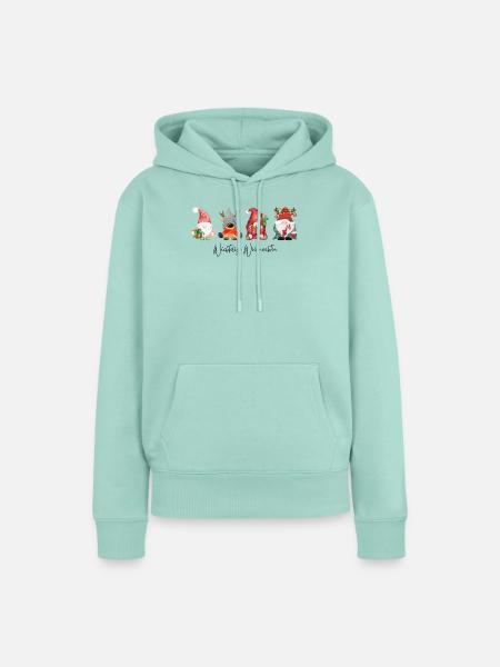 Vier Festliche Weihnachtswichtel - Frauen Premium Bio Hoodie - Mint