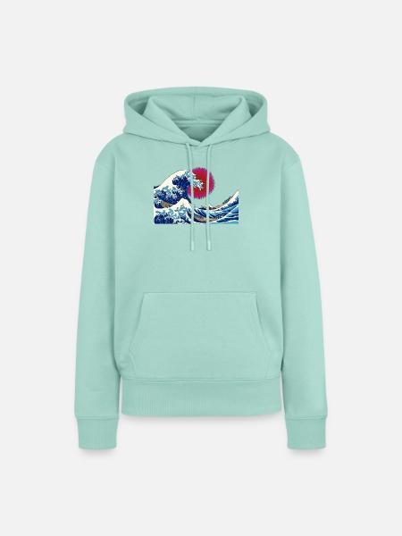 Kanagawa Wave Ukiyoe Sonnenkunst - Frauen Premium Bio Hoodie - Mint