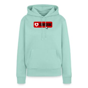 Fabelhaftes Symbol für die Schaltfläche "Abonnieren" des YouTube-Kanals - Frauen Premium Bio Hoodie - Mint  - Vorne - Julia (174cm)
