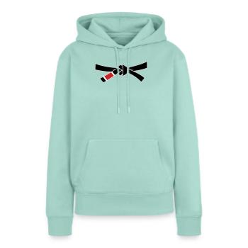 Ceinture noire - Ceinture noire - Sweat à capuche Premium bio Femme - menthe  - Devant - Julia (174cm)