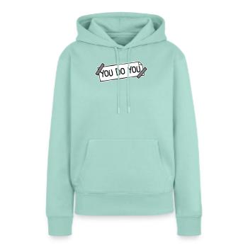 Tu fais ton drôle Confiance en toi Logo de la liberté - Sweat à capuche Premium bio Femme - menthe  - Devant - Julia (174cm)