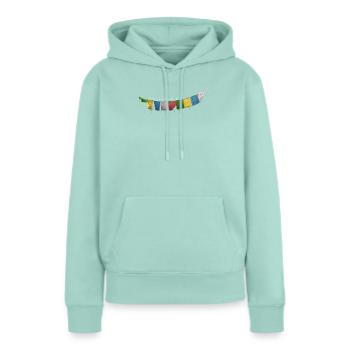 Drapeaux de prière - Sweat à capuche Premium bio Femme - menthe  - Devant - Julia (174cm)