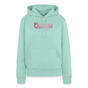 Pink Crown Queen Typografie - Frauen Premium Bio Hoodie - Mint  - Vorne - Julia (174cm)