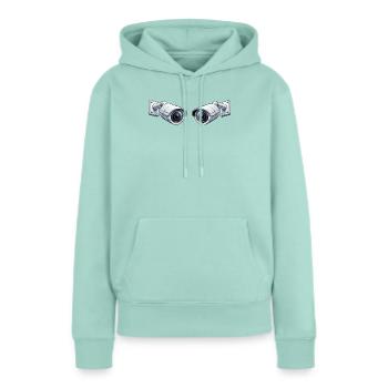 Caméra de surveillance - Sweat à capuche Premium bio Femme - menthe  - Devant - Julia (174cm)