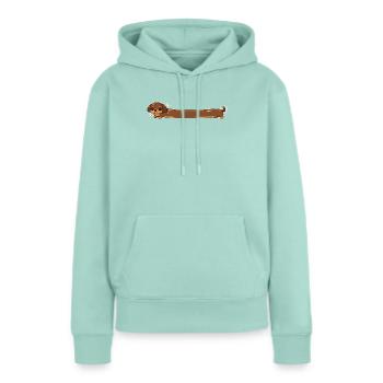 Long, teckel mignon - Sweat à capuche Premium bio Femme - menthe  - Devant - Julia (174cm)