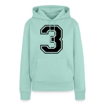 3, trois, trois, nombre, nombre - Sweat à capuche Premium bio Femme - menthe  - Devant - Julia (174cm)