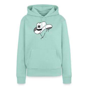 Chapeau de shérif avec petit crâne sur étoile de shérif - Sweat à capuche Premium bio Femme - menthe  - Devant - Julia (174cm)