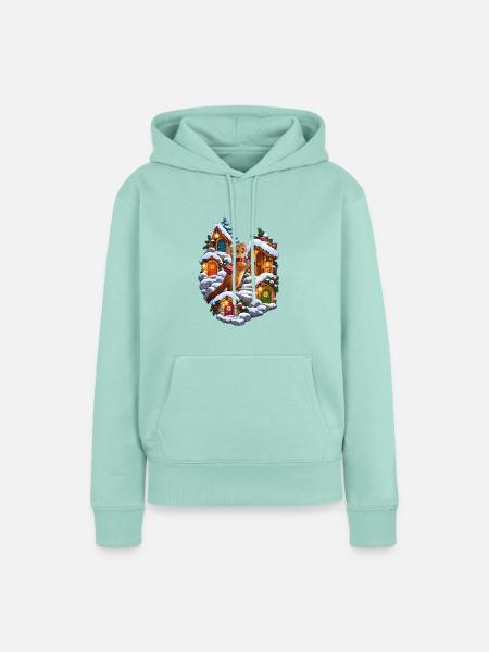 Zwergmanguste im Adventskalender-Bergdorf - Frauen Premium Bio Hoodie - Mint 