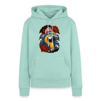 Ara Papagei im japanischen Irezumi Tattoo Stil - Frauen Premium Bio Hoodie - Mint  - Vorne - Julia (174cm)