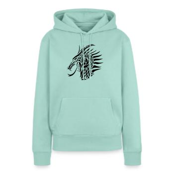 dragon_head - Frauen Premium Bio Hoodie - Mint  - Vorne - Julia (174cm)