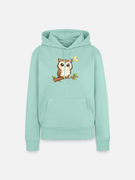 Nächtliche Eulenfreund - Frauen Premium Bio Hoodie - Mint 