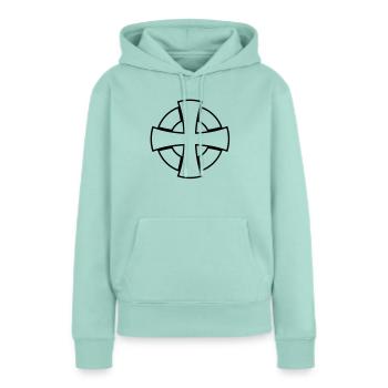 Celtic Cross__V005 - Sweat à capuche Premium bio Femme - menthe  - Devant - Julia (174cm)