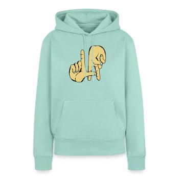 los_angeles_handzeichen_2 - Frauen Premium Bio Hoodie - Mint  - Vorne - Julia (174cm)