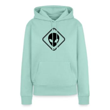 Warnung Alien Hinweis - Frauen Premium Bio Hoodie - Mint  - Vorne - Julia (174cm)