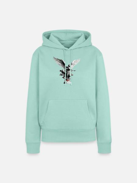 Engelstatue Schwarzweiß Eleganz - Frauen Premium Bio Hoodie - Mint