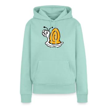 Escargot anxieux incertain regardant en arrière mignon - Sweat à capuche Premium bio Femme - menthe  - Devant - Julia (174cm)