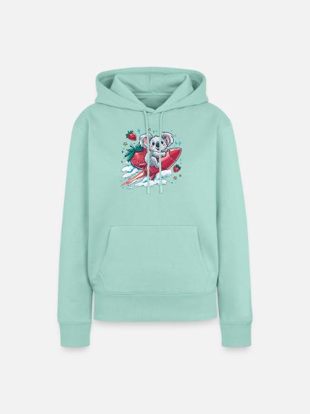 Raketenkoala mit Erdbeeren - Frauen Premium Bio Hoodie - Mint