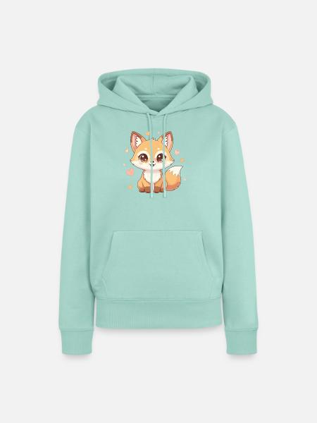 Kuschelfuchs mit Herzchen Charme - Frauen Premium Bio Hoodie - Mint