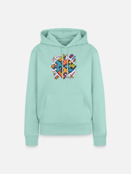 Puzzle auf weißem Hintergrund - Frauen Premium Bio Hoodie - Mint 