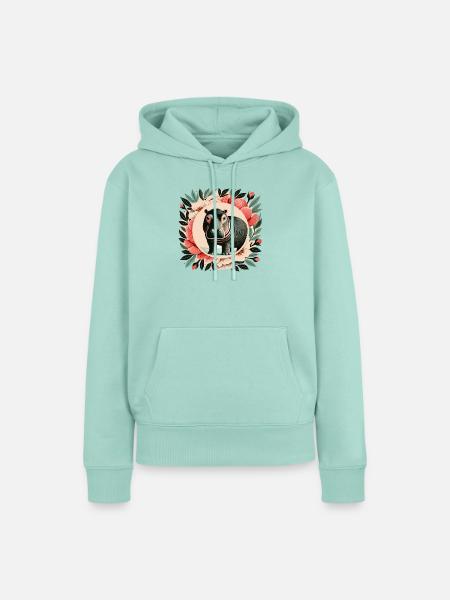 Wunderliches Nilpferd-Blumenporträt - Frauen Premium Bio Hoodie - Mint