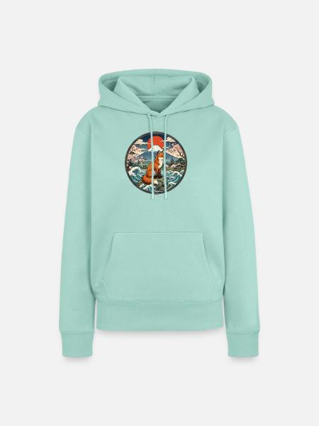 Fuchs vor dem Fuji - Frauen Premium Bio Hoodie - Mint