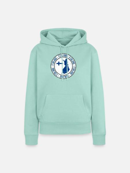 Finnland-Karten-Rundwappen mit Flagge - Frauen Premium Bio Hoodie - Mint 