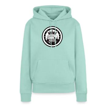 Royal Flush des Hauses Herz Poker Emblem - Frauen Premium Bio Hoodie - Mint  - Vorne - Julia (174cm)