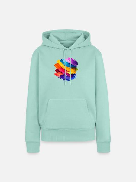 Regenbogen-Pinselstrich - Frauen Premium Bio Hoodie - Mint 
