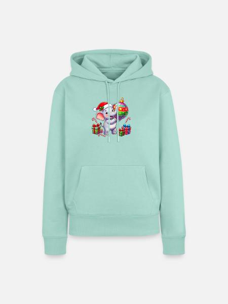 Niedliches Elefanten-Weihnachtsmann-Ornament - Frauen Premium Bio Hoodie - Mint