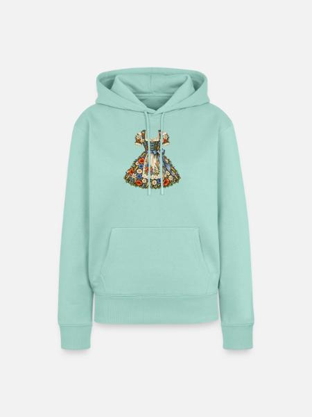 Florales Dirndl mit Edelweiß & Mohnblumen - Frauen Premium Bio Hoodie - Mint 