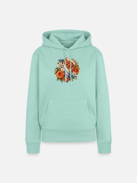 Gebrannte Mandeln mit Edelweiß & Blumen - Frauen Premium Bio Hoodie - Mint