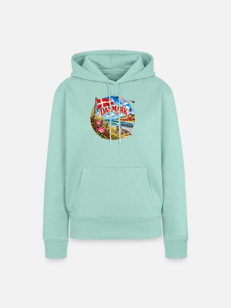 Danmark Küstenzauber Runddesign - Frauen Premium Bio Hoodie - Mint 