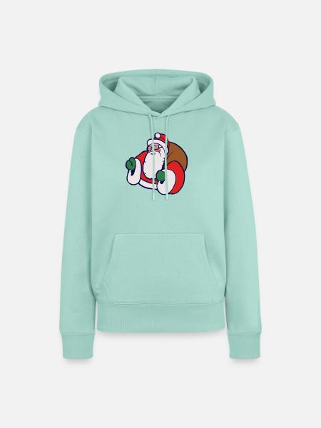 Fetter Cartoon-Weihnachtsmann mit Sack - Frauen Premium Bio Hoodie - Mint