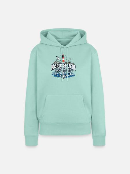 Nordsee Liebe Rostet Nicht Leuchtturm - Frauen Premium Bio Hoodie - Mint 