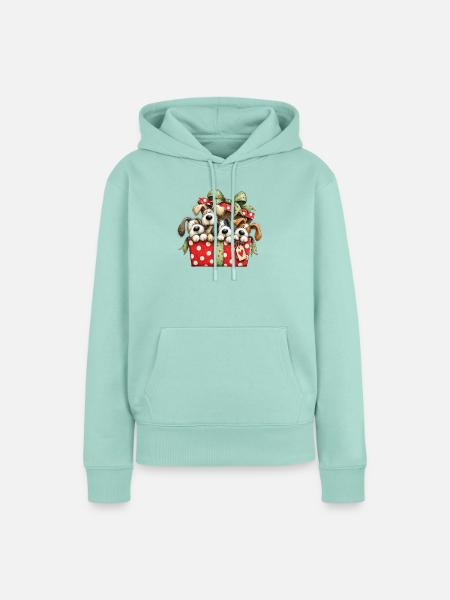 🎁 Weihnachtswelpen - Frauen Premium Bio Hoodie - Mint 