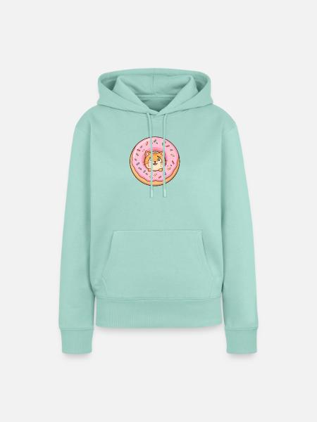 Kawaii Cat Donut Pop - Frauen Premium Bio Hoodie - Mint