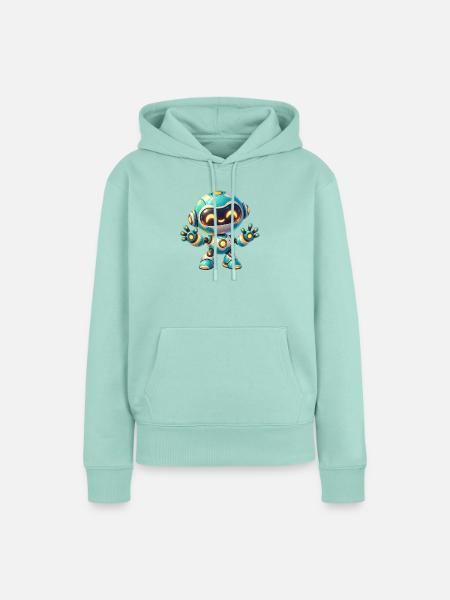 Fröhlicher Tech-Roboter Cartoon - Frauen Premium Bio Hoodie - Mint 